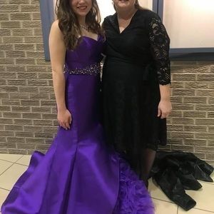 Mac Duggal one of a kind purple mermaid gown.